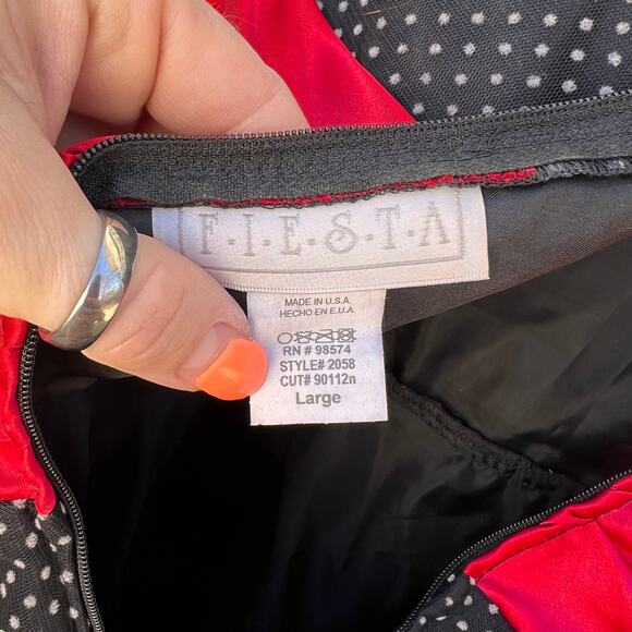 Vintage 90s red black white polkadot strapless punk goth prom dress LARGE - Picture 5 of 6